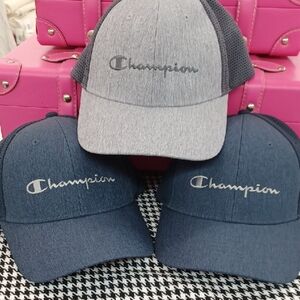 Champion Ball Caps- Lot Of 3- 2 Navy/1 Gray NWT